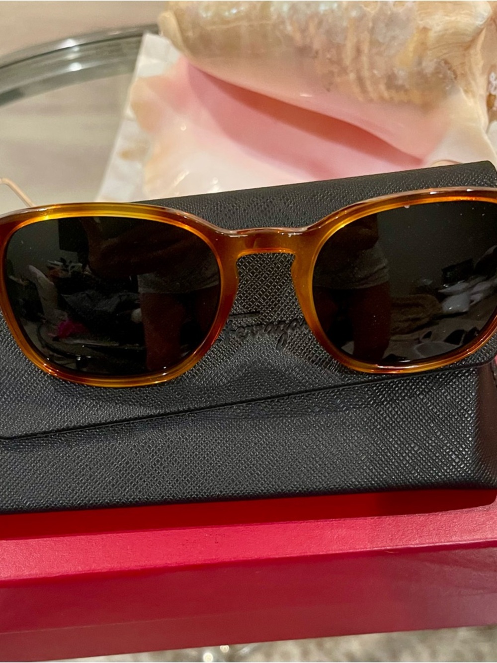 Salvatore Ferragamo Tortoiseshell Brown Sunglasses with Dark Lenses